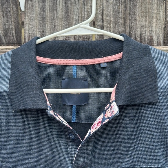 GUIDE LONDON NAVY HIDDEN SKULL PRINT INSIDE PLACKET SHORT SLEEVE POLO, size XL - Picture 4 of 10